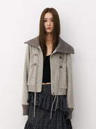 THELIGHT OFFICIAL Contrast Collar Heavyweight Jacket in Gray - On Model