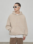 NANS Heavyweight Washed French Terry Hoodie in Beige - On Model