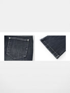 PUKI 12oz Vintage Wash Micro Flare Jeans in Navy - Detail