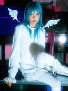 CFIERCE Angel Wings Eyelet Choker in White - On Model