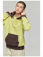 Simple Project Contrast Panel Hoodie in Brown - On Model