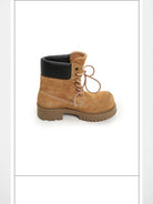 MasonPrince Washed Suede Platform Work Boots in Beige