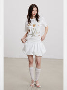 THELIGHT OFFICIAL Starfish Rhinestone T Shirt in White - On Model