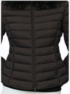 Alright then Slim Faux Fur Down Puffer in Black - Detail