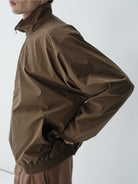 ROYA Stand Collar Tech Coach Jacket in Brown - On Model