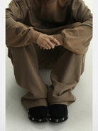 MASONPRINCE Matte Suede Platform Clogs in Brown #color_brown