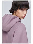 Simple Project Logo Embossed Zip Hoodie in Lavender - On Male Model