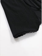 BADSEED Lace Trim Tie Front Cardigan in Black - Detail