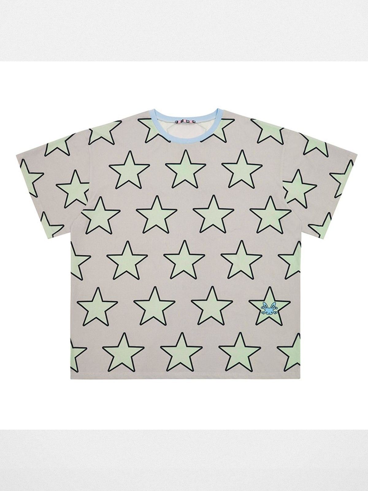 CFIERCE Oversized Star Print T Shirt in Beige