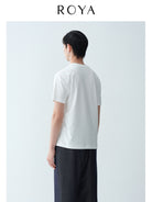 ROYA Long Staple Cotton Crew Neck in White - On Model