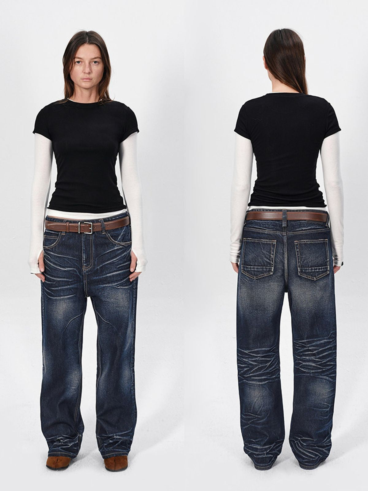 RARELY ALIKE Stretch Tencel Merino Knit Top in Note: Model Image Shows Layering Effect - On Model