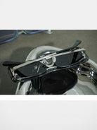 FUTURE UPDATE Rectangular Half Frame Sunglasses in Gray - Lifestyle