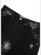 SOD Rivet Panel Micro Flare Jeans in Black - Detail