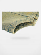 Amee Cropped Zip Up Denim Jacket in Green - Detail