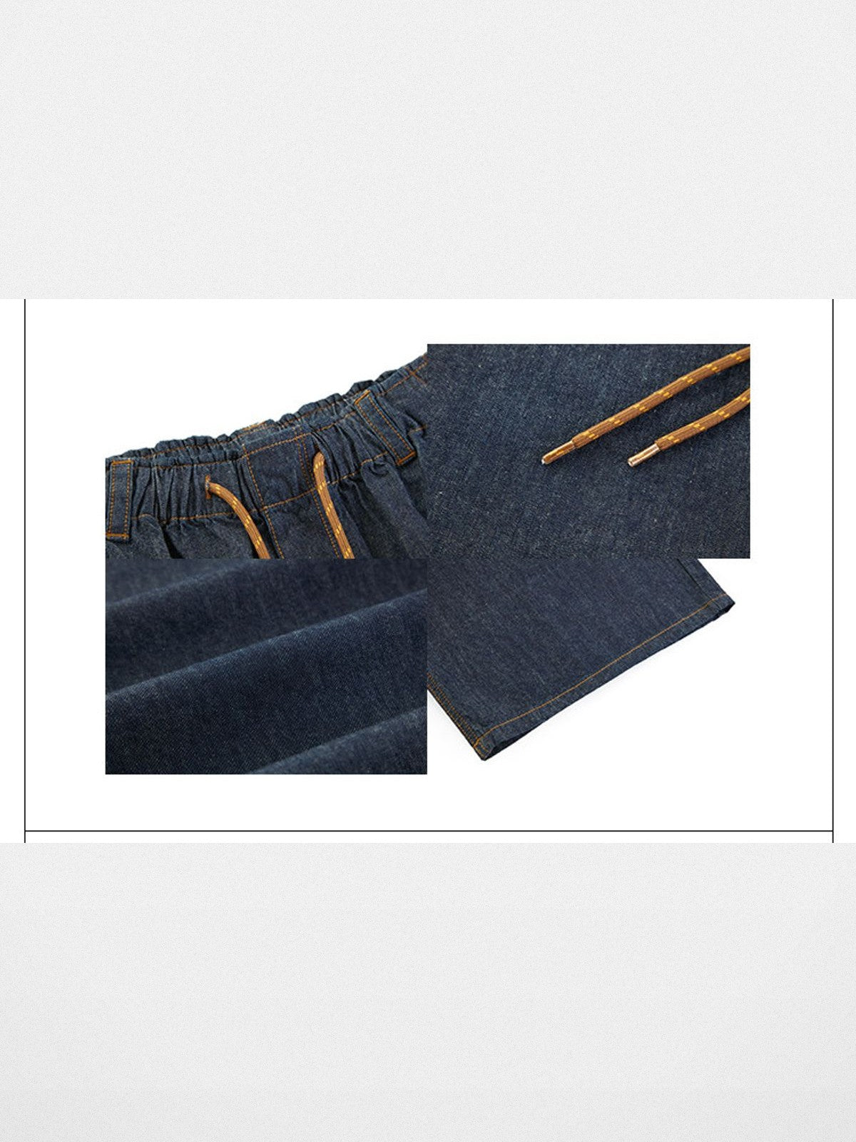 RARELY ALIKE Raw Denim Drawstring Wide Leg Pants in Denim - Detail