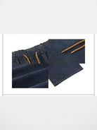 RARELY ALIKE Raw Denim Drawstring Wide Leg Pants in Denim - Detail