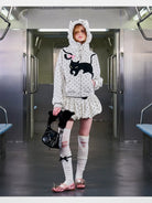 CFIERCE Embroidered Cat Tail Bubble Skirt in White - On Model