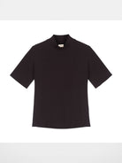 Simple Project Slub Knit Mock Neck Top in Black