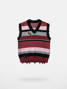 MASONPRINCE Distressed Striped Cotton Vest in Blue