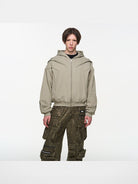 BLINDNOPLAN Multi Layer Structural Zip Hoodie in Mint - On Model