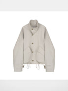 Simple Project Cotton Nylon Stand Collar Jacket in White