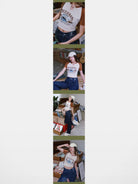 BeerBro Ocean Liner Split Neck Tee in Cream - On Model