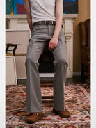 Retro 21 Center Seam Micro Flare Trousers in Gray - On Model