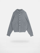 Simple Project Hooded Wool Blend Cardigan in Gray