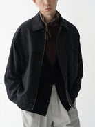 ROYA Merino Wool Zip Jacket in Gray - On Model