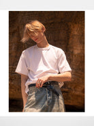 Roolrren Homme Heavyweight Austrian Modal T Shirt in White - On Model