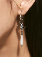 BLACKHEAD Manta Ray Mother of Pearl Drop Earrings in Silver - On Model