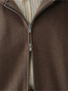 ROYA Merino Wool Blend Zip Up Hoodie in Oatmeal - Detail