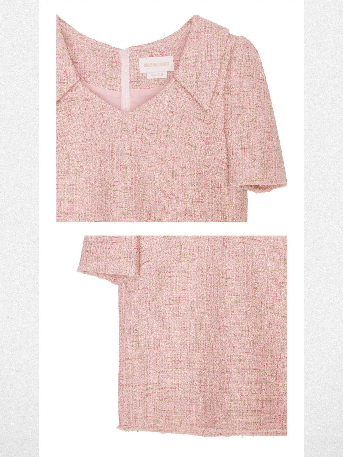 SHUSHU/TONG Heart Collar Cotton Blend Blouse in Pink - Detail