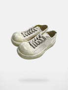 MASONPRINCE Distressed Canvas Platform Sneakers in Cream #color_cream