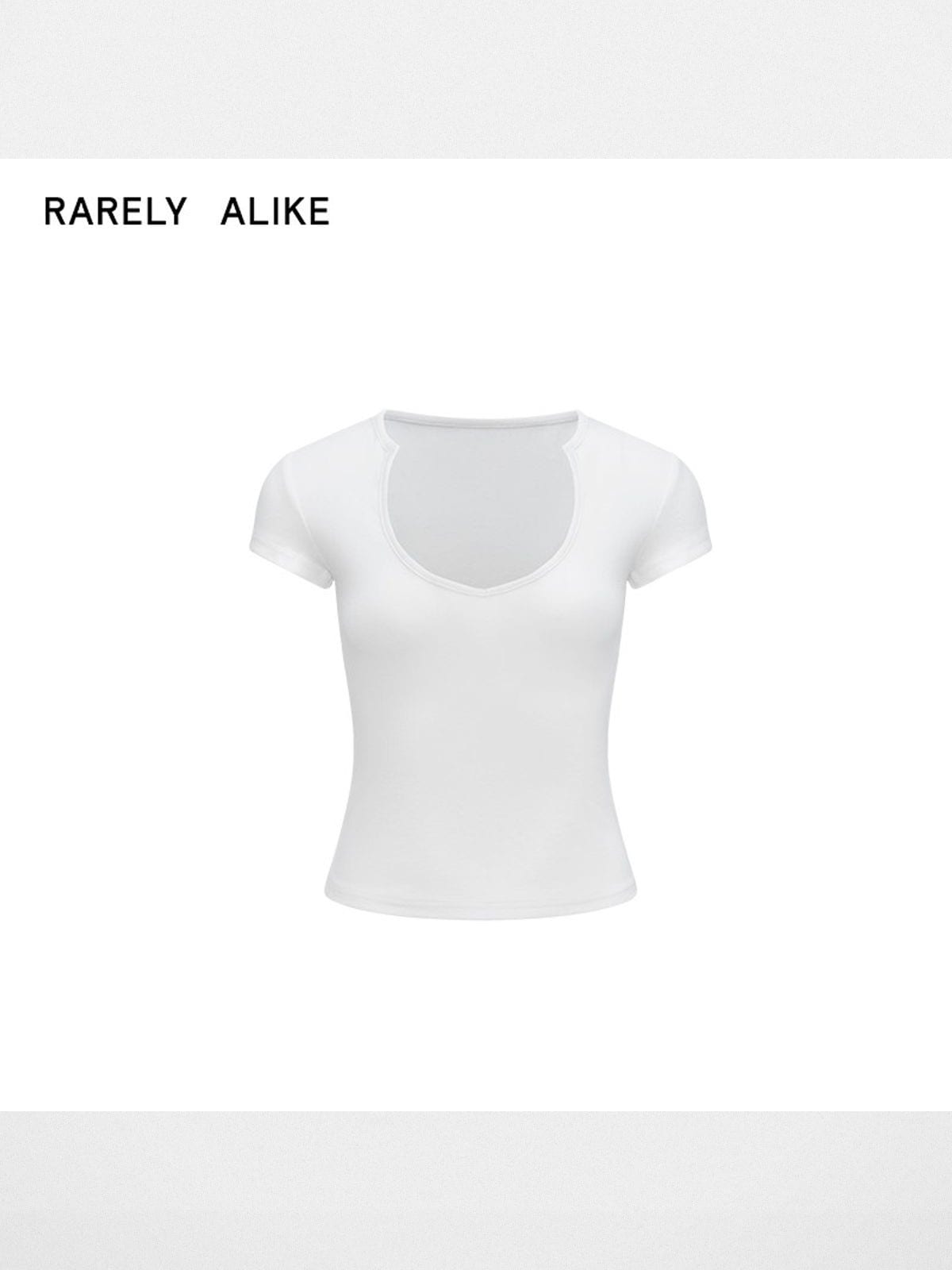 rarely alike Cup Neck Short Sleeve Tee in White