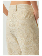 Simple Project Crochet Lace Straight Leg Trousers in White - On Model