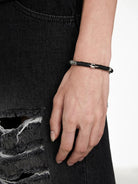 BLACKHEAD Star Pendant Chain Bead Bracelet in Black - On Male Model