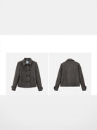 PUKI Herringbone Wool Blend Coat in Gray