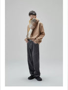 NANS Heavyweight Brushed Fleece Crewneck in Brown - On Model