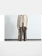 ROYA Oatmeal Textured Ramie Jacket in Oatmeal - On Model