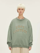 LOSTCTRL Chenille Logo Crewneck Sweatshirt in Mint - On Model