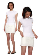 Alright Then Fitted Cap Sleeve T Shirt in White - On Model