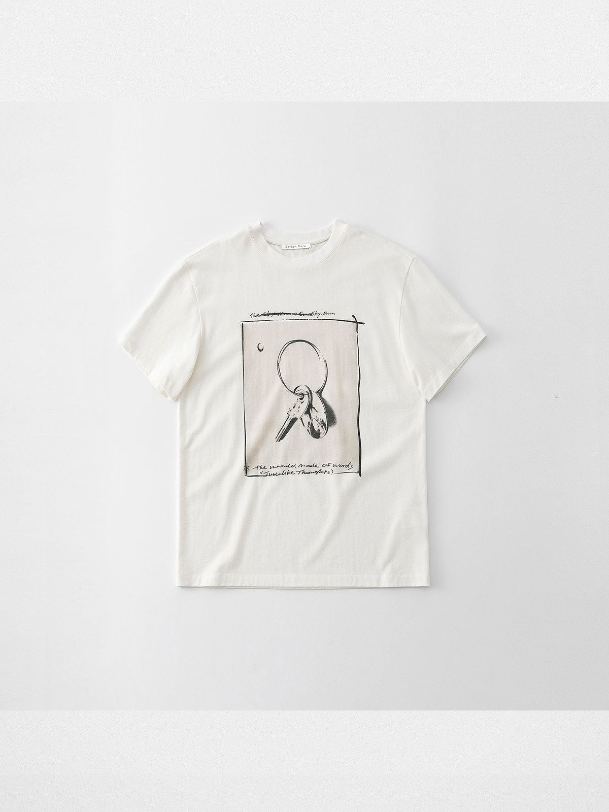 RandomPiece Key Print Cotton T Shirt in White