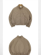 SOD Wool Blend Houndstooth Track Jacket in Khaki