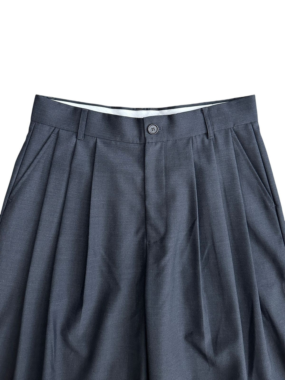 UNKNOWNWORLD Triple Pleated Wool Blend Trousers in Gray