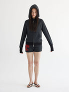 THELIGHT OFFICIAL Striped Zip Up Hoodie in Gray - On Model