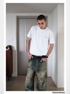 UNKNOWNWORLD Small Logo Cotton T Shirt in White - On Model