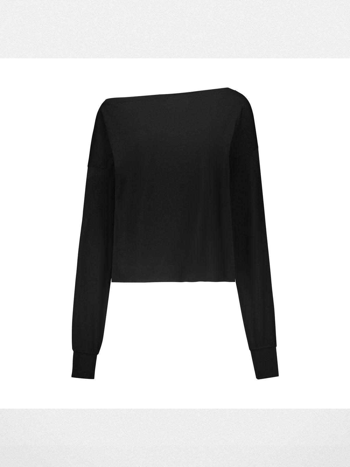 Fax Copy Express Off Shoulder Overlay Sweatshirt in Black