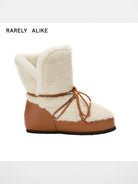 RARELY ALIKE Wool Lined Hidden Wedge Boots in Cream