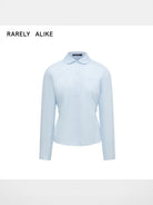 RARELY ALIKE Cotton Peter Pan Collar Blouse in Sky Blue
